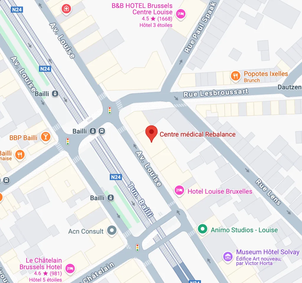 Trouvez votre direction vers le Centre médical Rebalance à l'aide de Google maps.